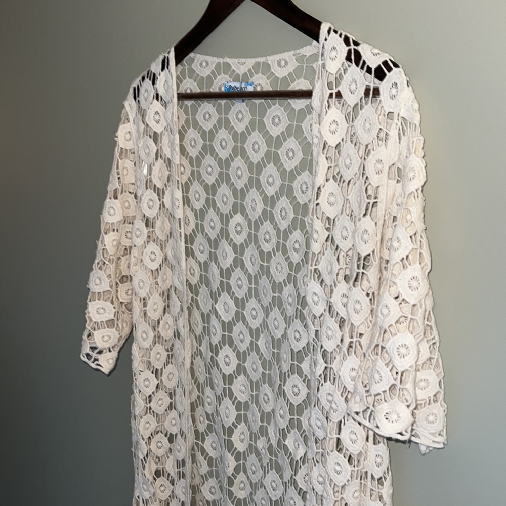 Lace/Woven Cardigan or Beach Coverup - Picture 3 of 6